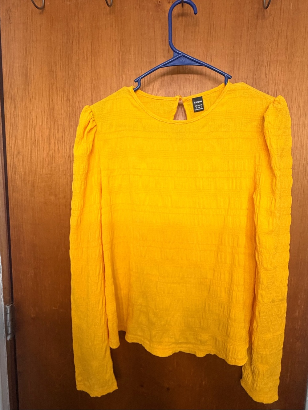 SHEIN Bright Yellow Textured Long Sleeve Top